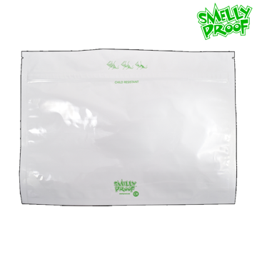Picture of SMELLY PROOF WHITE STAND UP CHILD RESISTANT BAGS LARGE