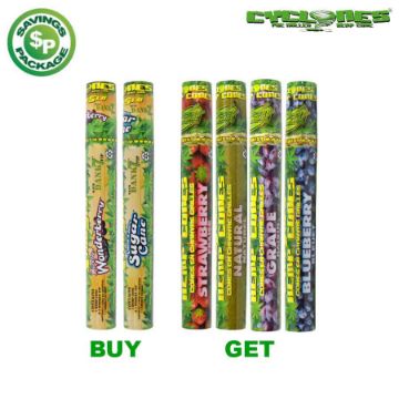 Picture of CYCLONES HEMP WRAPS, BUY SUG XS &amp; WONDER XS, GET BLUE, GRAPE, NAT, STRAW, FOR FREE